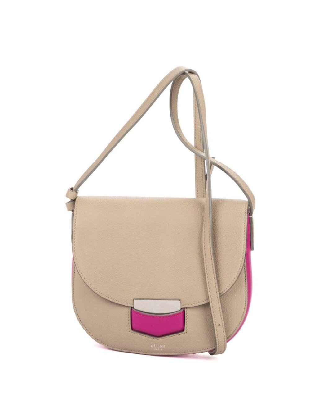 Celine Mini Bicolor Trotteur Cross Belt Bag Gray Pink Grain Calfskin Leather